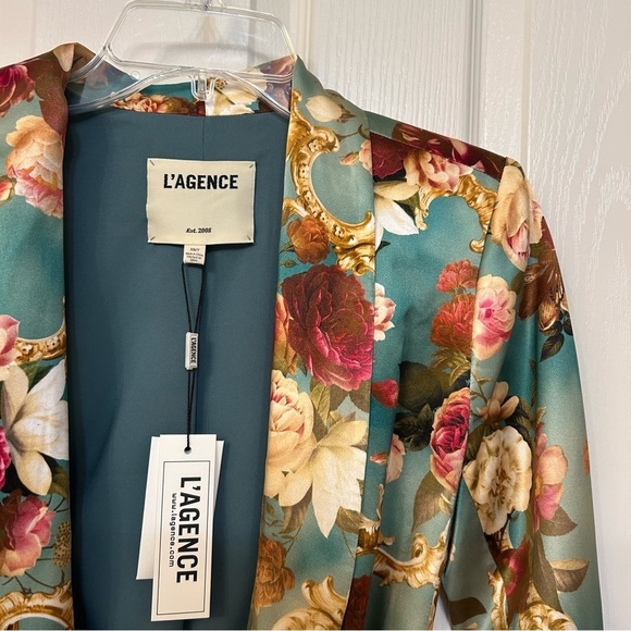 L'Agence Everly Wrap Shawl Silk Blazer in Rococo Floral Multi Size XS - Picture 8 of 12